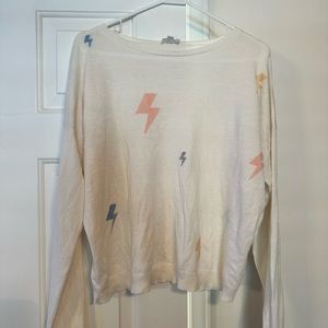 Lelis Lightning Bolt Sweater, Cream and colorful, size medium